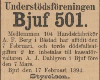 HELSINGBORGSPOSTEN SKÅNE-HALLAND – 19 februari 1894