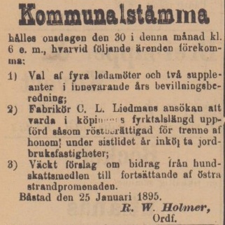 BÅSTADS TIDNING – 26 januari 1895