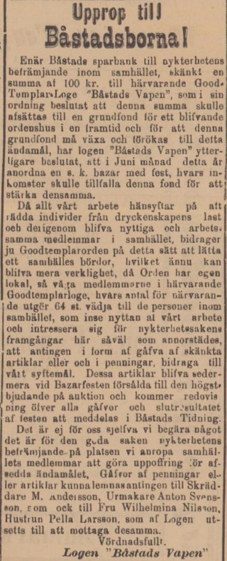 BÅSTADS TIDNING – 4 april 1895