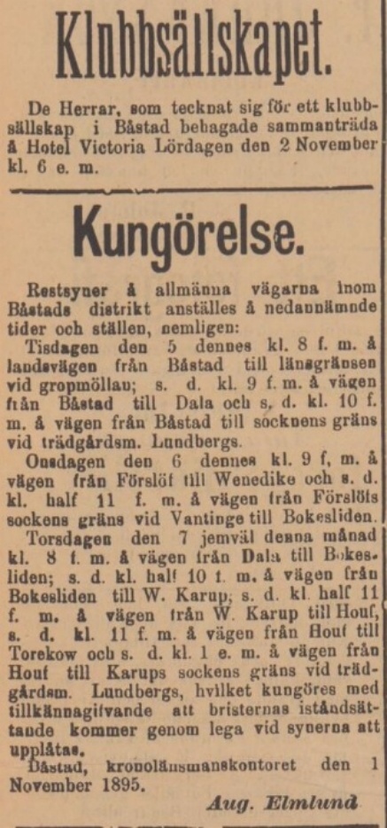 BÅSTADS TIDNING – 2 november 1895
