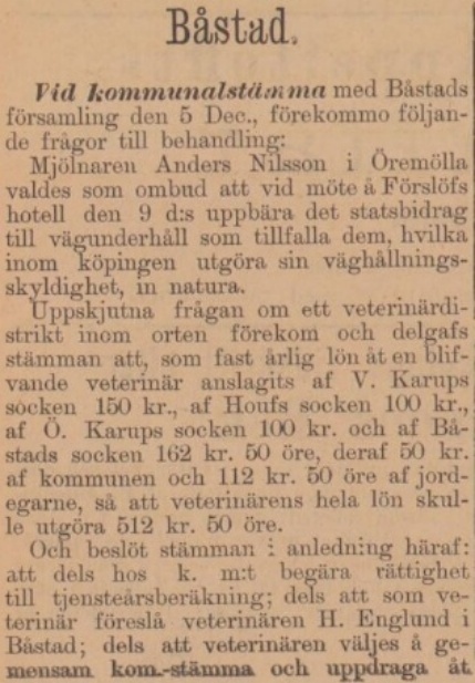 BÅSTADS TIDNING – 7 december 1895