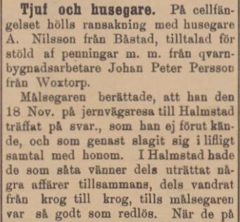 HALLAND – 27 november 1896