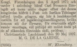 POST- OCH INRIKES TIDNINGAR – 26 maj 1897 (forts.)