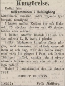 POST- OCH INRIKES TIDNINGAR – 16 oktober 1897