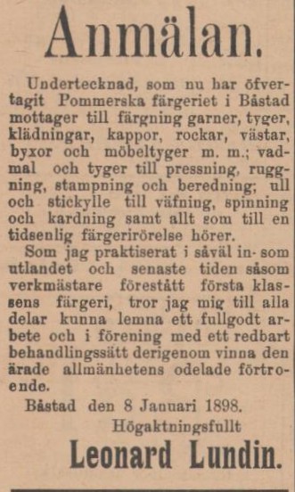 ENGELHOLMS TIDNING – 11 januari 1898