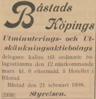 BÅSTADSPOSTEN – 23 februari 1898