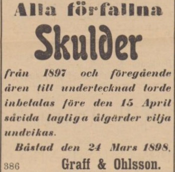 SYDHALLAND – 28 mars 1898