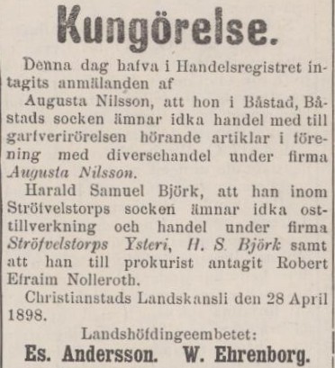 SKÅNSKA POSTEN – 30 april 1898