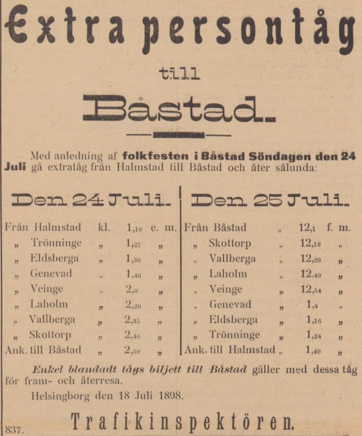 SYDHALLAND – 20 juli 1898