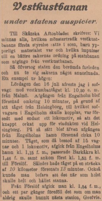 SKÅNSKA AFTONBLADET – 27 juli 1898