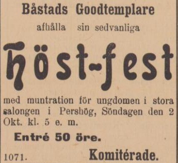 SYDHALLAND – 23 september 1898