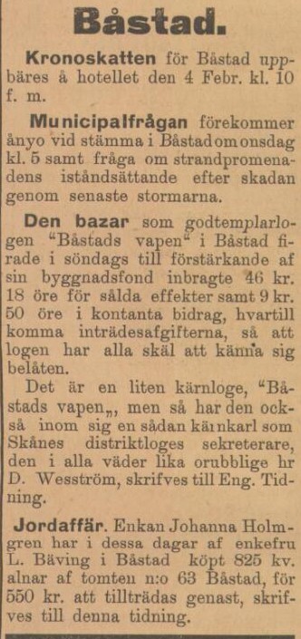ENGELHOLMS TIDNING – 10 januari 1899
