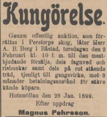 SYDHALLAND – 30 januari 1899