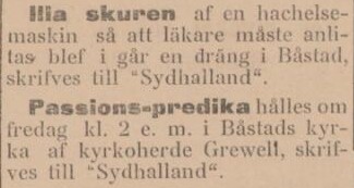 SYDHALLAND – 1 mars 1899