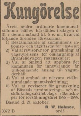 BÅSTADSPOSTEN – 24 oktober 1899