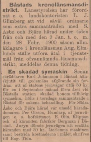 ÅBY-ÅSTORPSTIDNINGEN – 20 januari 1900