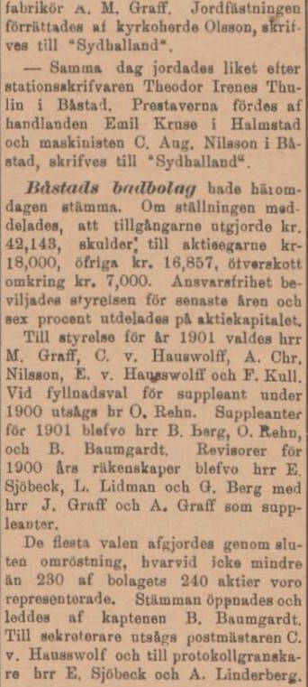 SYDHALLAND – 5 april 1900 (forts.)