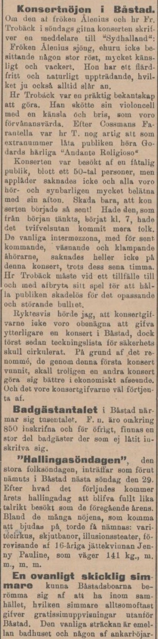 SYDHALLAND – 26 juli 1900 (forts.)