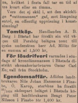 SYDHALLAND – 26 juli 1900 (forts.)