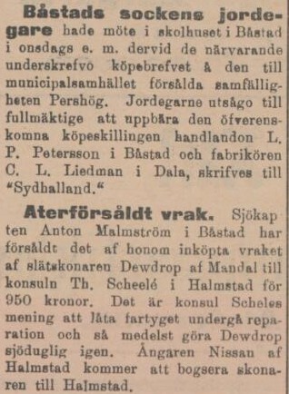 SYDHALLAND – 6 oktober 1900