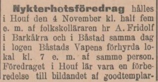 SYDHALLAND – 18 oktober 1900