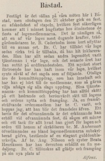 SKÅNING – 27 oktober 1900