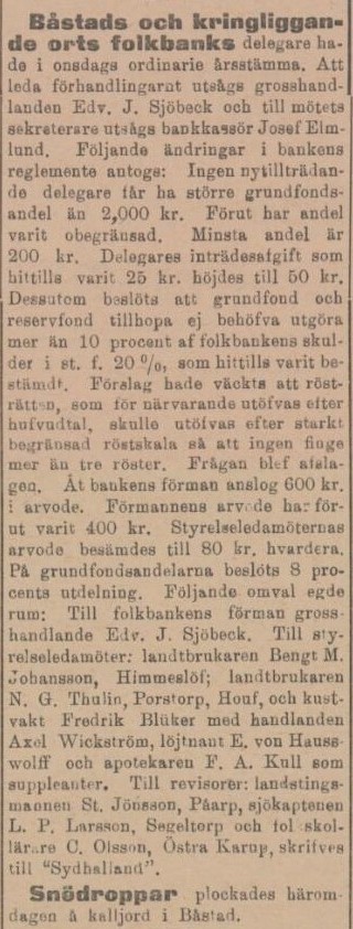 SYDHALLAND – 16 mars 1901
