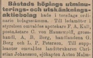 SYDHALLAND – 16 mars 1901 (forts.)