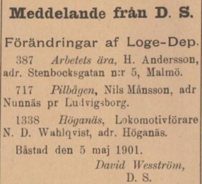 SKÅNING – 11 maj 1901