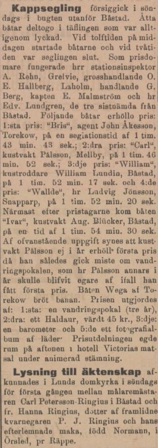 SYDHALLAND – 6 augusti 1901 (forts.)