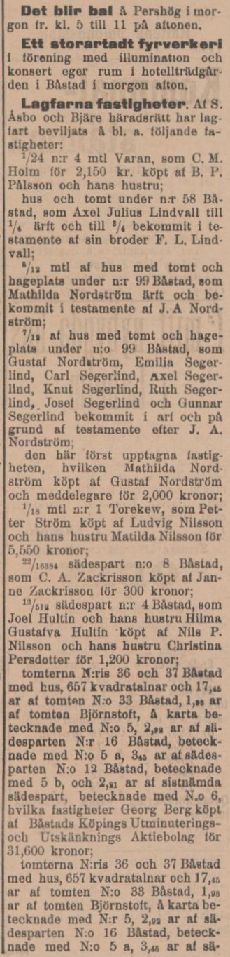 SYDHALLAND – 10 augusti 1901