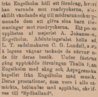 SYDHALLAND – 1 oktober 1901 (forts.)