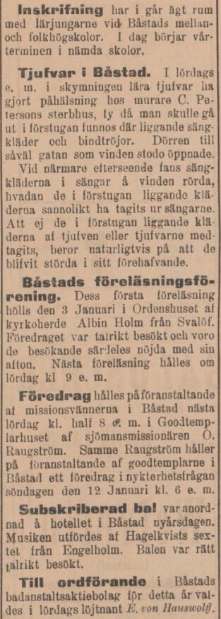 SYDHALLAND – 9 januari 1902