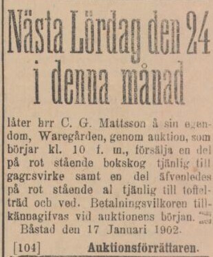 SYDHALLAND – 18 januari 1902 (forts.)
