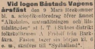 SYDHALLAND – 20 februari 1902