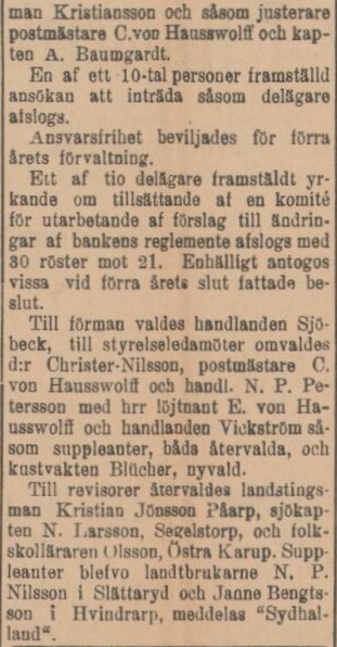 SYDHALLAND – 13 mars 1902 (forts.)