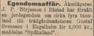 SYDHALLAND – 5 juni 1902