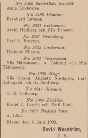 SKÅNING – 13 juni 1902 (forts.)